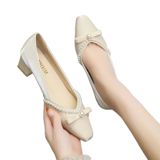 Damen elegante Pumps mit dekorativer Perlenverzierung R&B