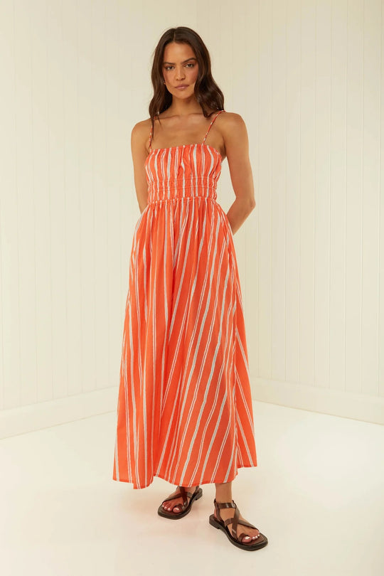 Damen Maxikleid mit elastischem Bund und verspieltem Blumenmuster R&B