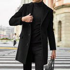 Herren eleganter Wollmantel mit klassischem Revers und verdeckten Knöpfen R&B