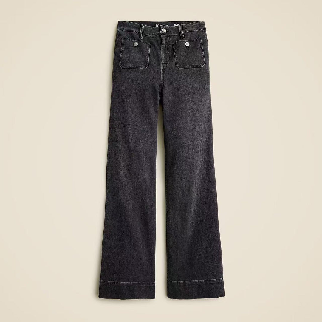 Damen Weite Jeans mit modischem Saum R&B