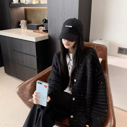 Damen Strickjacke mit voluminösen Ärmeln und einzigartiger Maschenstruktur R&B