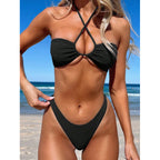 Damen Bandeau-Bikini mit raffinierten BindR&Bändern und strukturiertem Obermaterial R&B