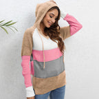 Damen lässiger Kapuzenpullover mit modischem Farbblockdesign