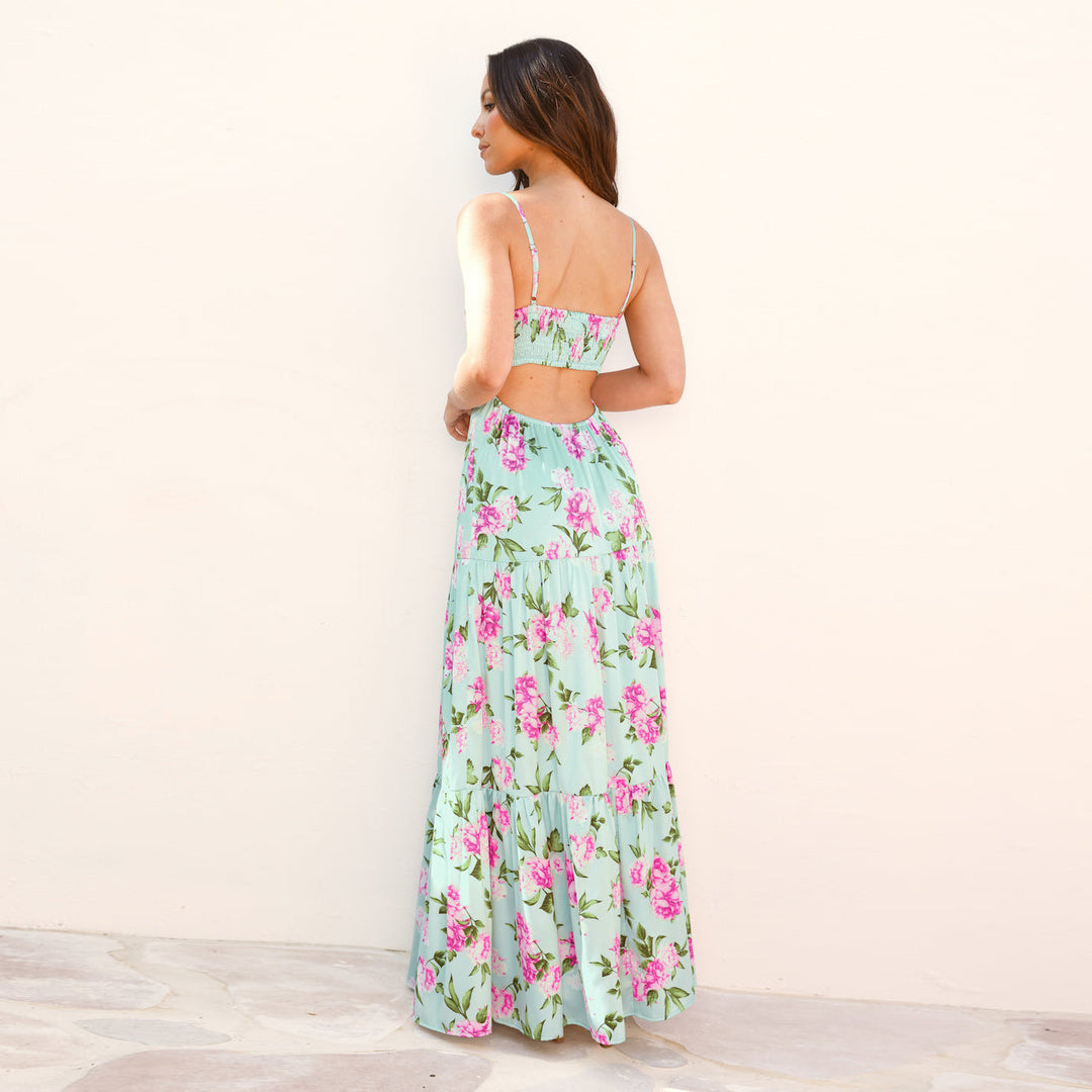 Damen Maxi Kleid mit floralen Mustern R&B