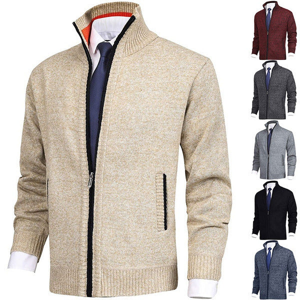 Herren modischer Strickjacke mit hohem Kragen und Reißverschluss R&B
