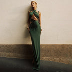 Damen Elegantes Maxikleid mit raffinierten Drapierungen und schlankem Schnitt R&B