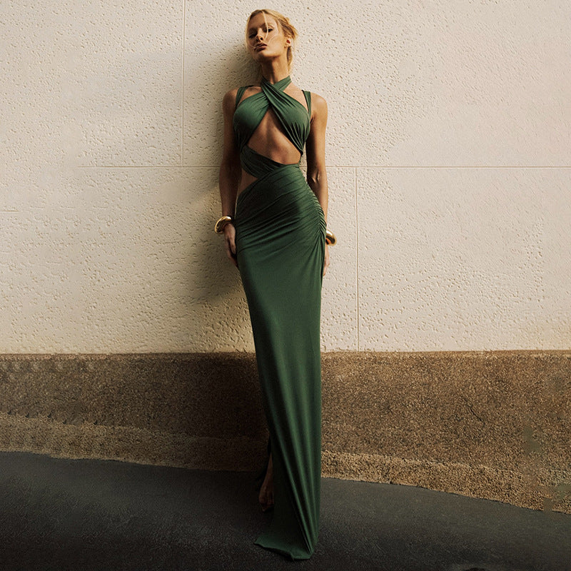 Damen Elegantes Maxikleid mit raffinierten Drapierungen und schlankem Schnitt R&B