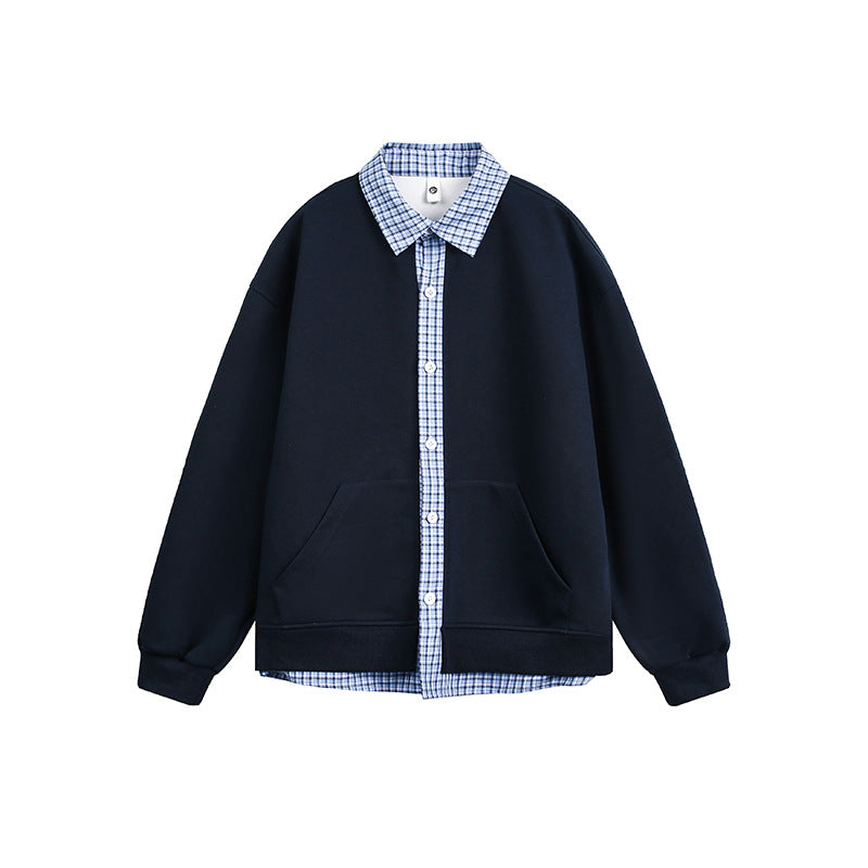 Damen Lässiger Oversized Kapuzenpullover mit Hemdkragen R&B