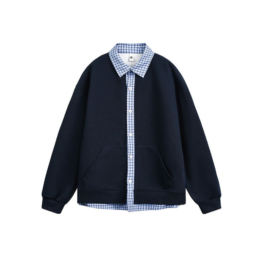 Damen Lässiger Oversized Kapuzenpullover mit Hemdkragen R&B