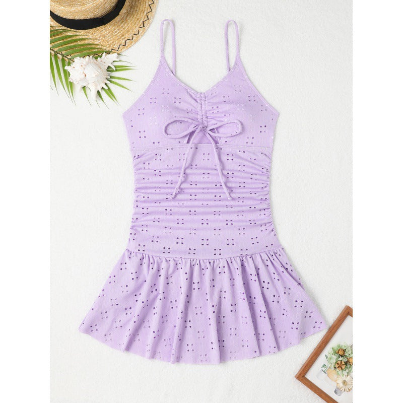 Damen Badekleid mit Rüsche und verstellbarem Schnürdetail R&B