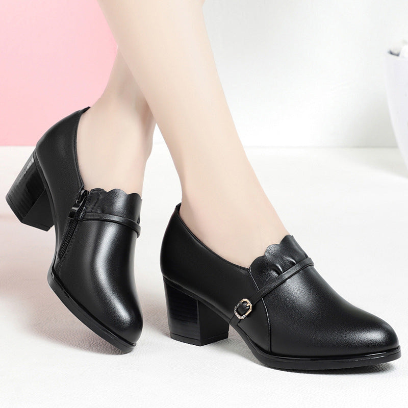 Damen Elegante Pumps mit modischem Riemen und klassischem Blockabsatz R&B