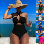 Damen einteiliger Badeanzug mit innovativem Cut-Out-Design und verspieltem Schleifenband R&B
