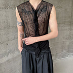 Herren modisches ärmelloses Oberteil mit transparentem Design und raffinierten Details R&B