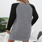 Damen Strickkleid mit kontrastierenden Ärmeln und lässigem Schnitt R&B