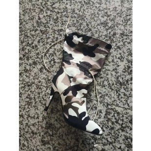 Damen High Heel Stiefel mit Camouflage-Design und Schnürung R&B