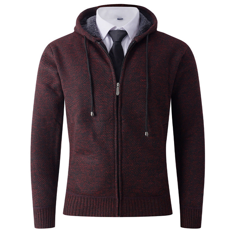 Herren modische Strickjacke mit Kapuze und Reißverschluss R&B