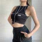 Damen Crop-Top mit kreativem Schnitt und kontrastierenden Nähten R&B