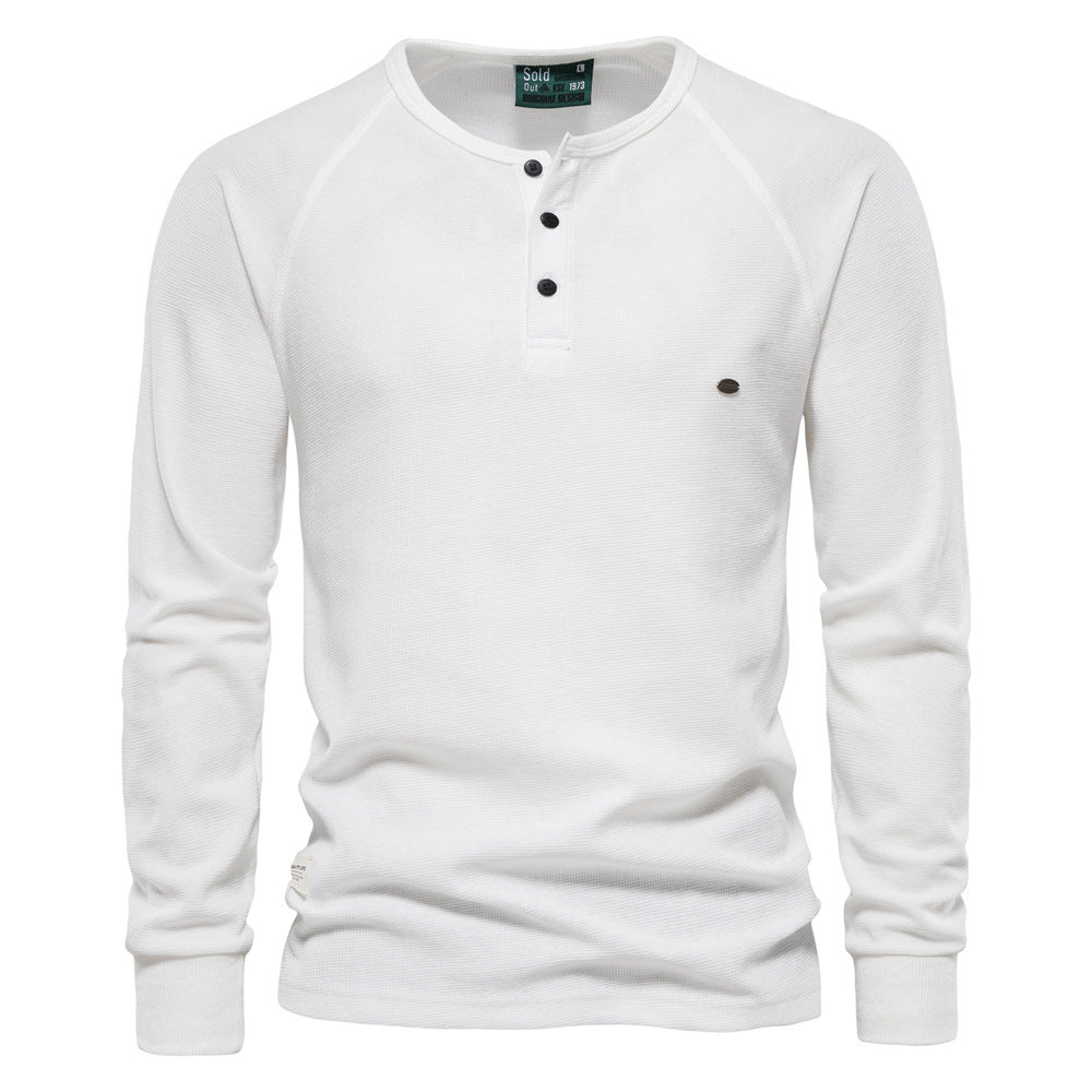 Herren Langarm-Henley-Shirt mit strukturierter Oberfläche und modischer Knopfleiste