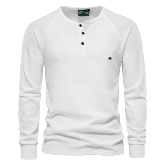 Herren Langarm-Henley-Shirt mit strukturierter Oberfläche und modischer Knopfleiste R&B