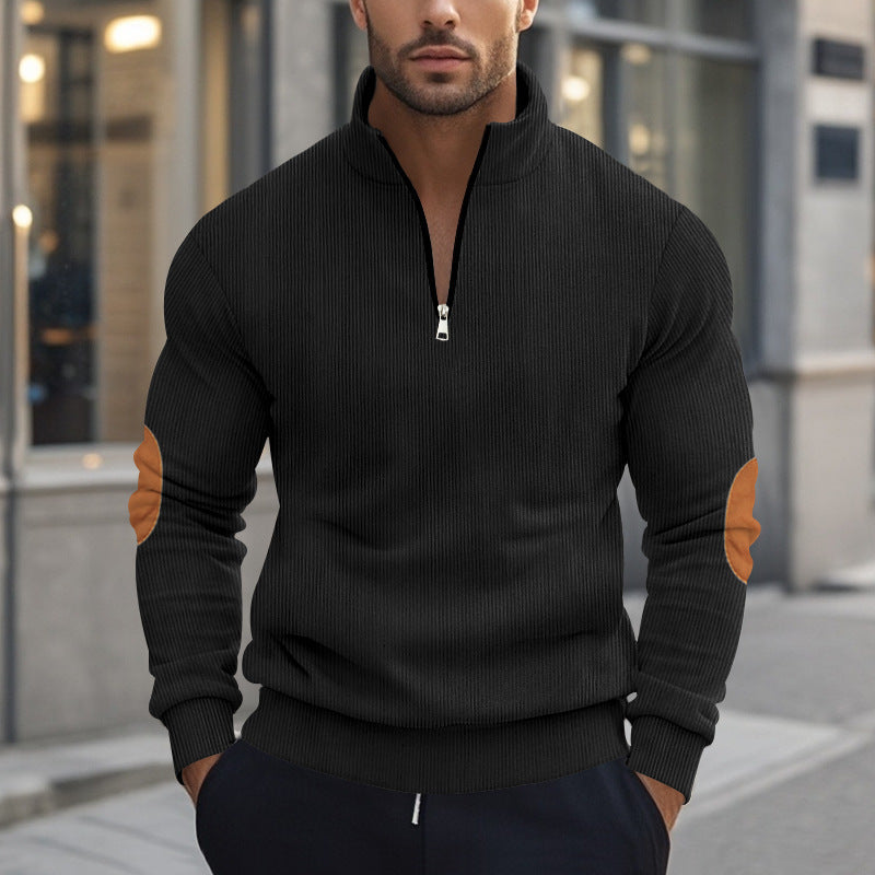 Fleece Pullover Herren sportlich elegant mit Stehkragen