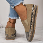 Damen Slip-On Sneakers mit schimmerndem Vorderbereich und modischem Plateau R&B