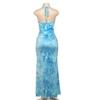 Damen Maxikleid mit raffiniertem Rüschendesign und tiefem V-Ausschnitt R&B