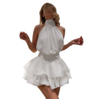 Damen luftiges Wickelkleid mit voluminösem Rock R&B