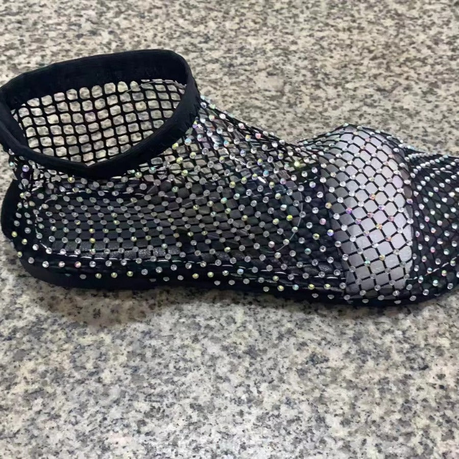 Damen modische Netz-Slippers mit funkelnden Strassapplikationen R&B