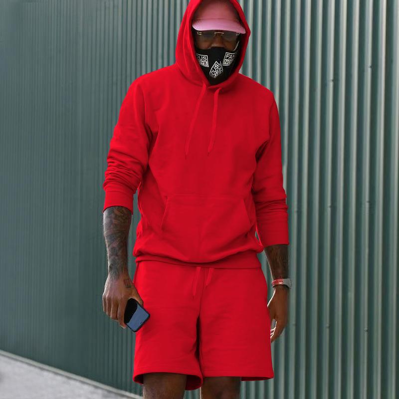 R&B Herren Hoodie-Shorts-Set mit Kängurutasche