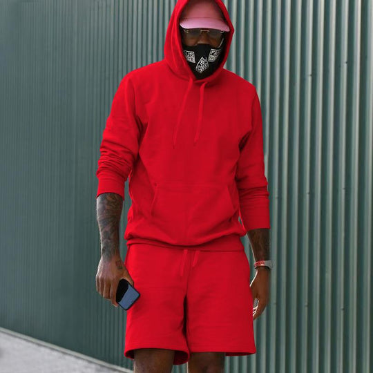 R&B Herren Hoodie-Shorts-Set mit Kängurutasche