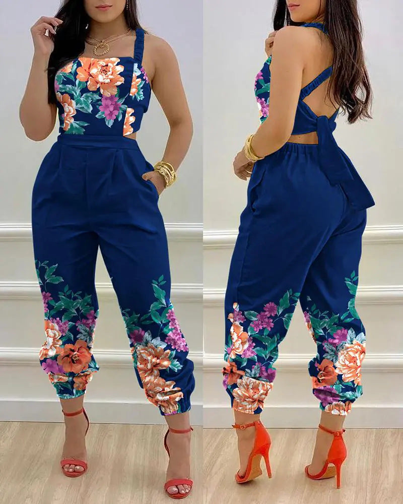 Damen Jumpsuit mit einzigartigem Denim-Print und tailliertem Schnitt R&B