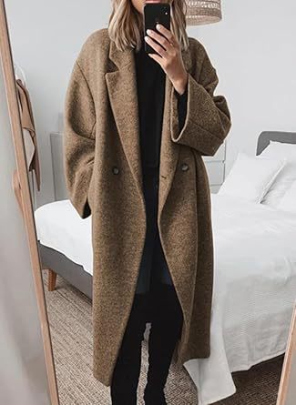 Damen Wollmantel mit strukturiertem Design und oversized Schnitt R&B