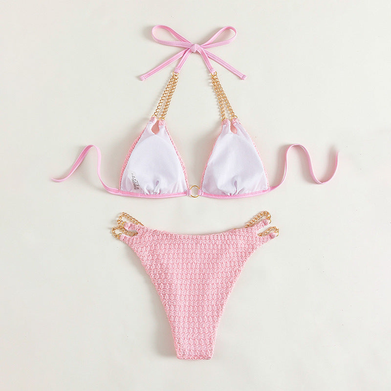 Damen Triangel-Bikini mit Kettenakzenten und raffiniertem Design R&B