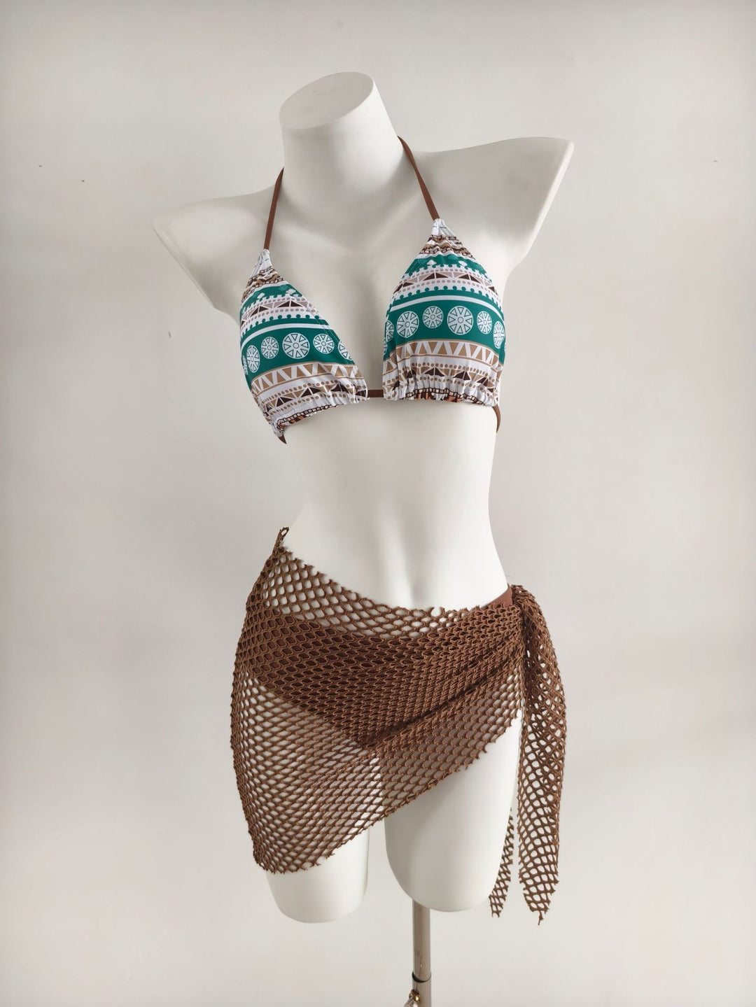 Damen Triangel-Bikini mit modischen Netzrock-Details R&B