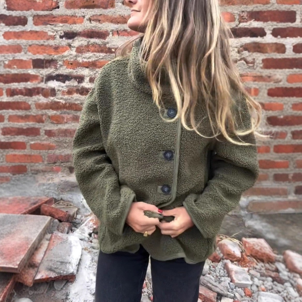 Damen lockere Fleecejacke R&B