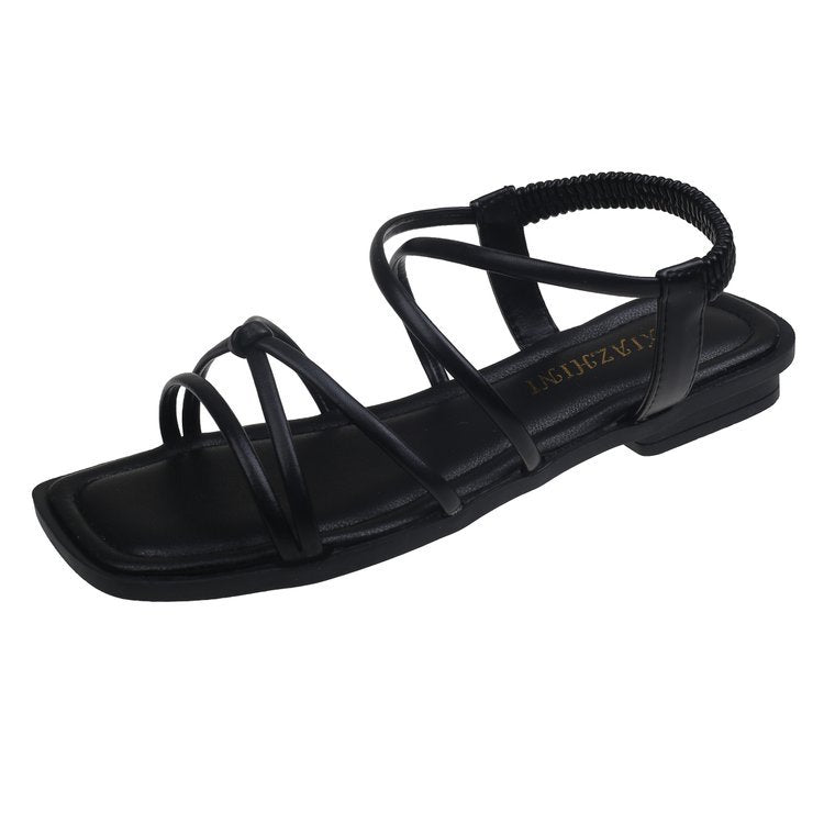Damen Flache Riemchen-Sandalen mit elastischen Straps R&B