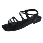Damen Flache Riemchen-Sandalen mit elastischen Straps