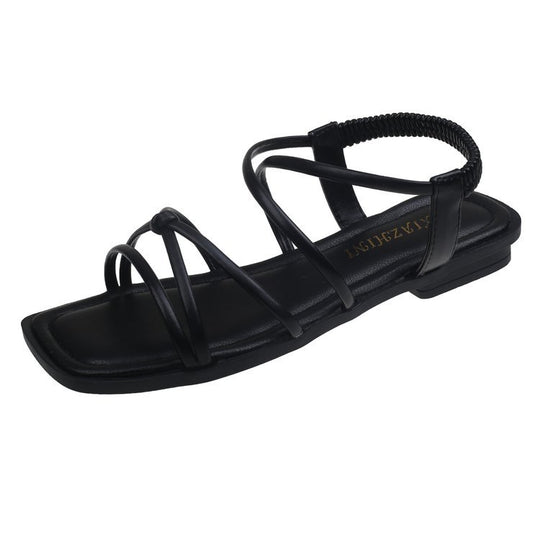 Damen Flache Riemchen-Sandalen mit elastischen Straps R&B
