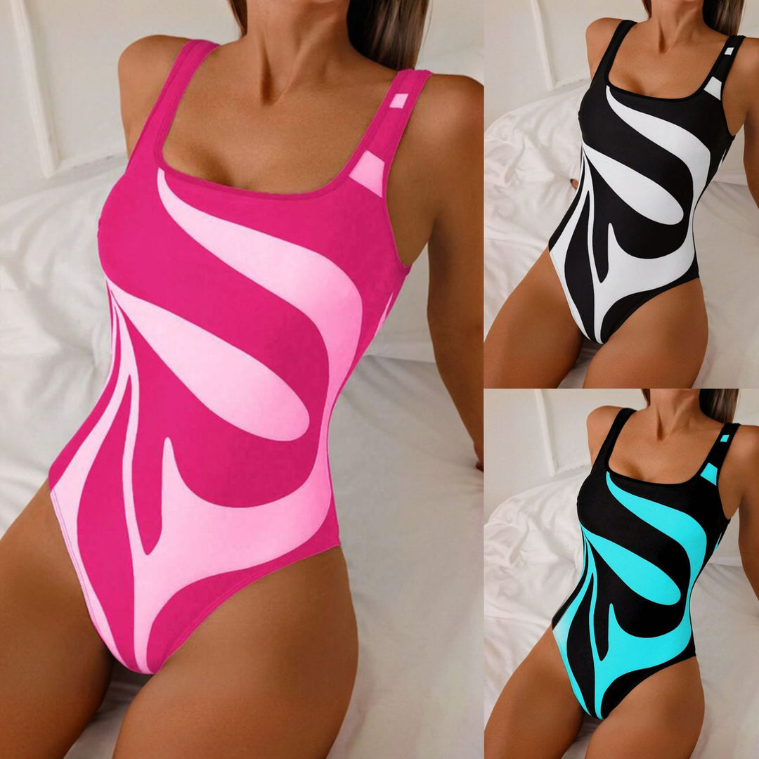 Damen Einteiliger Badeanzug mit stilvollem Grafikdesign R&B