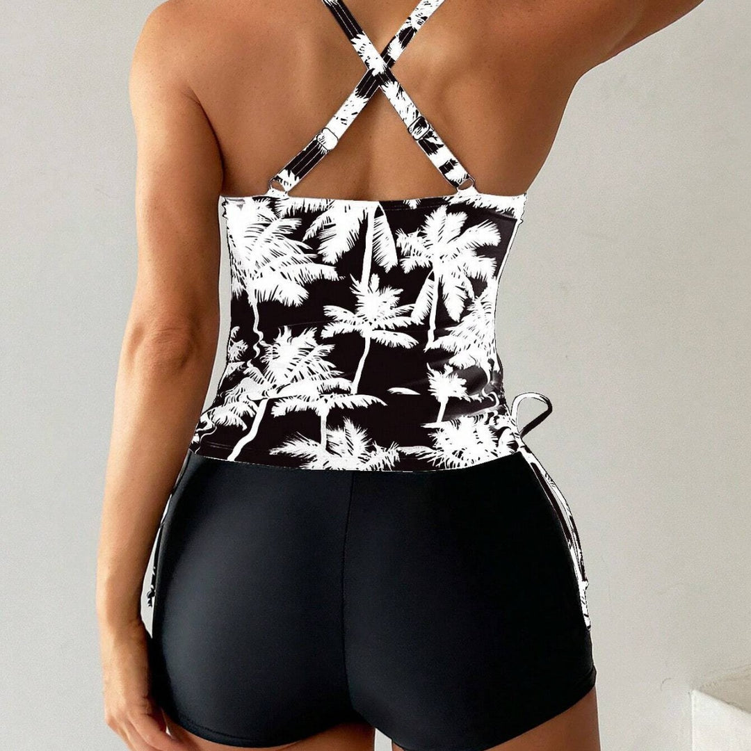 Damen Sportliches Tankini-Set mit verstellbaren Seitenschnüren R&B