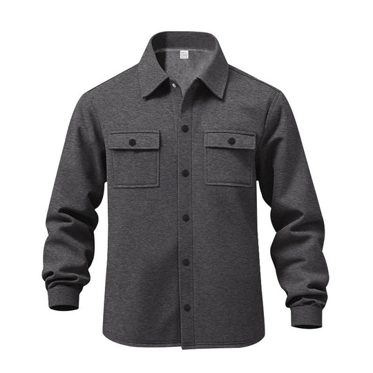 Herren nan gefütterte Hemdjacke mit Fleecefutter, aufgesetzten Brustklappen und Druckknopfleiste R&B