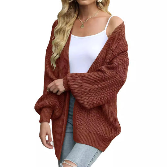 Damen Empfindlicher Grobstrick-Cardigan mit schillernden Ärmeln R&B