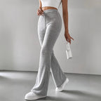 Damen Strickhose mit weitem Bein und Rippstruktur R&B