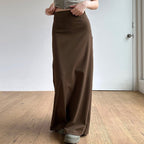 Damen Eleganter Midi-Rock mit seitlichem Schlitz und elastischem Bund R&B