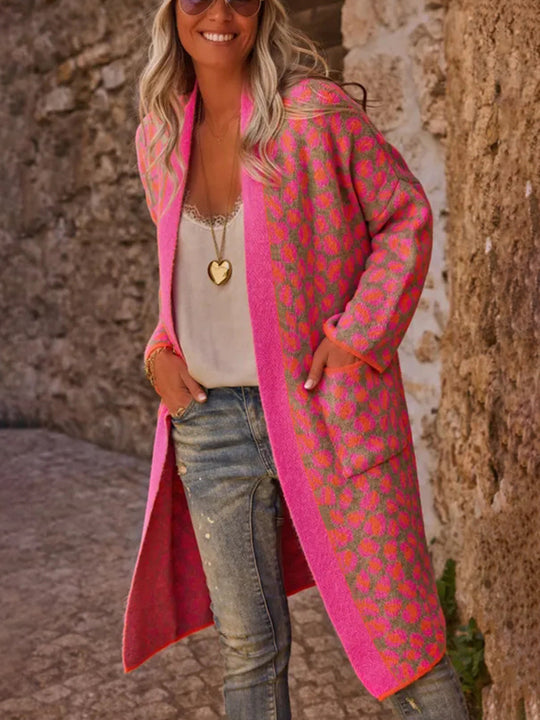 Damen modischer Cardigan mit auffälligem Muster R&B