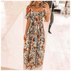 Damen Maxikleid mit floralem Muster und ausgestellten Ärmeln R&B