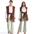 Herren Kostüm im Wildwest-Stil mit fransigem Weste und bunten Hosendetails R&B