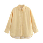 Damen nan lockere Oversize-Hemdbluse mit klassischem Kragen, durchgehender Knopfleiste und abgerundetem Saum R&B
