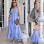 Damen Maxikleid mit V-Ausschnitt und Volants R&B