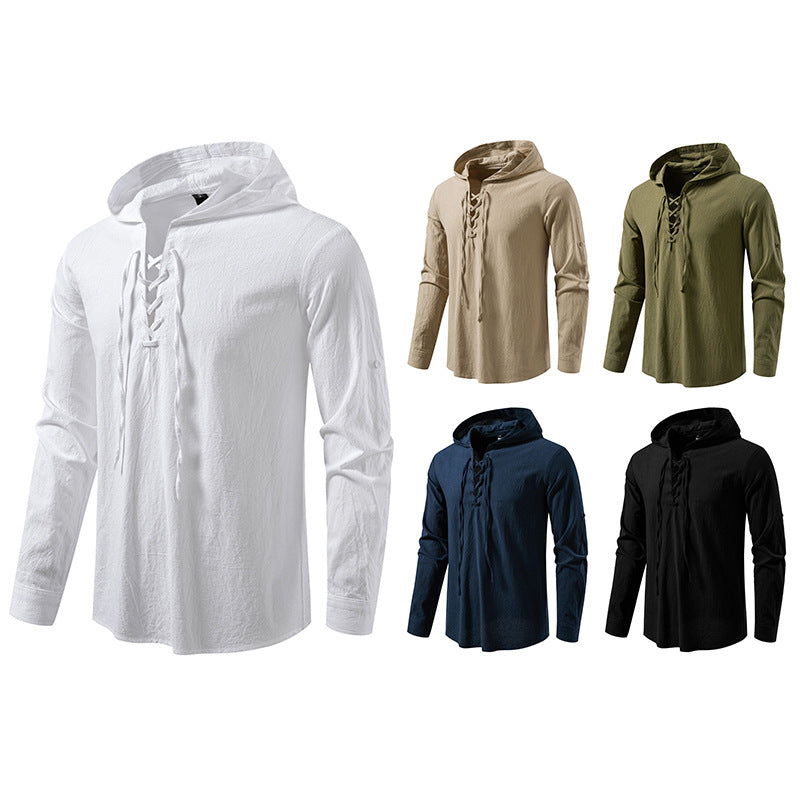 Herren lässiges Kapuzenshirt mit modernes Schnürdesign R&B